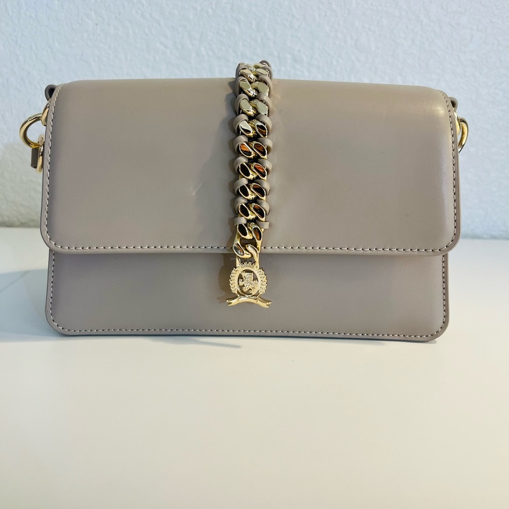 Tommy Hilfiger Gray Crossbody Bag with Gold Chain